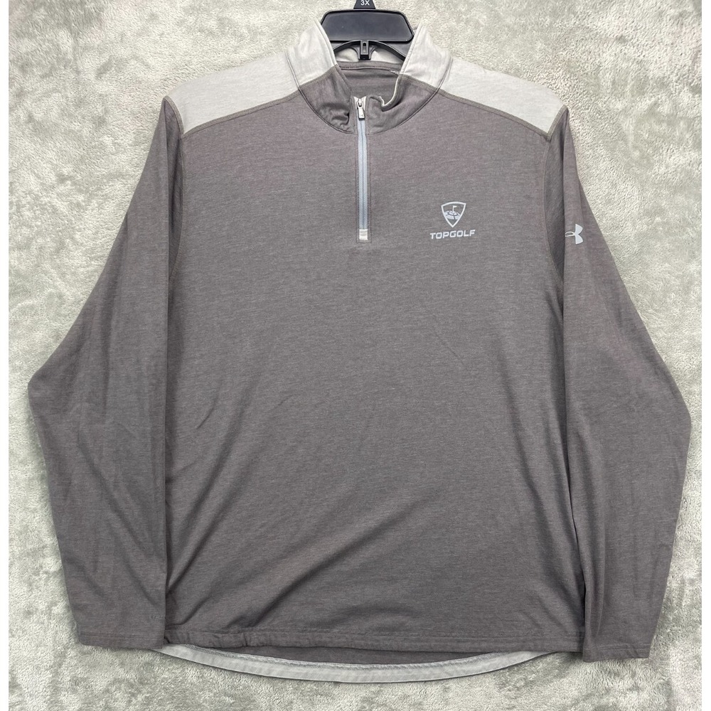 Under Armour Men's Golf Shirt XL Gray 1/4 Zip Long Sleeve Pullover Cotton Blend